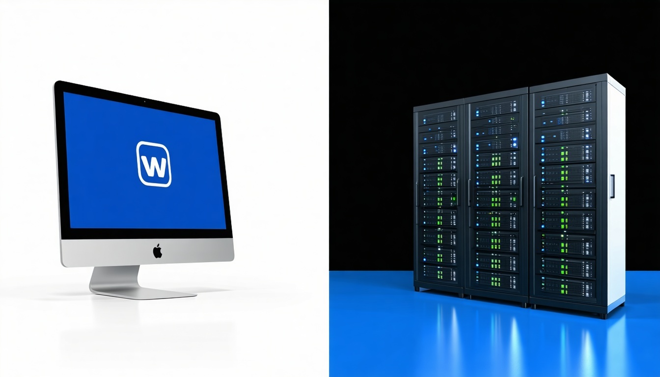 image split in half one half depicting a monitor with logo and other half depicting web servers - preparetion for BIMI hosting and design